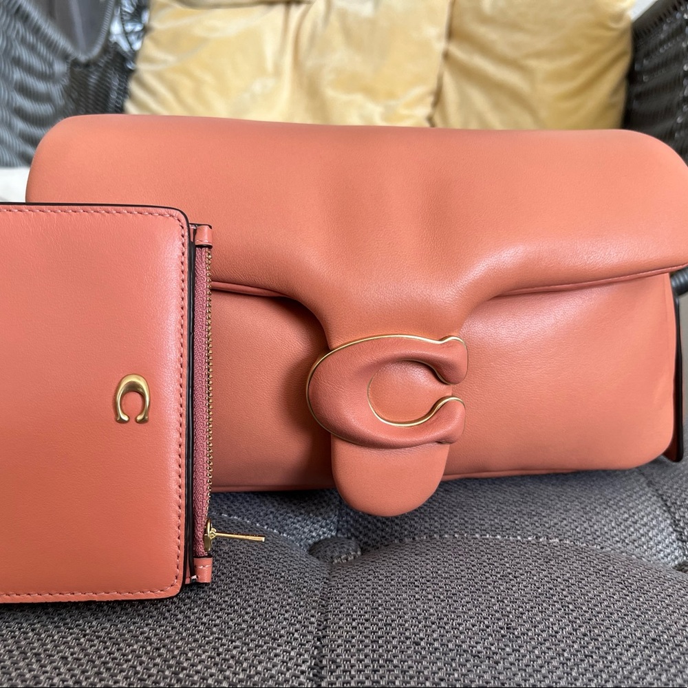 Coach Pillow Tabby 26 in Coral and matching Snap Wallet